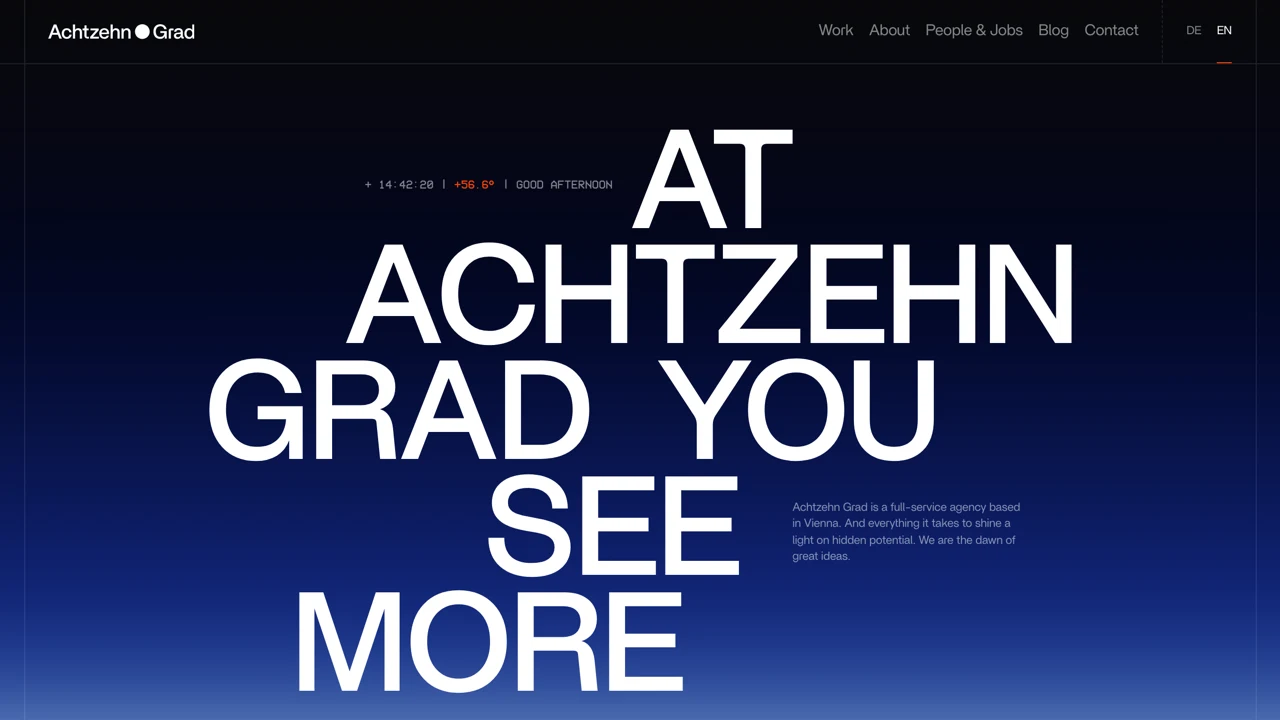 Screenshot der Website von Achtzehn Grad