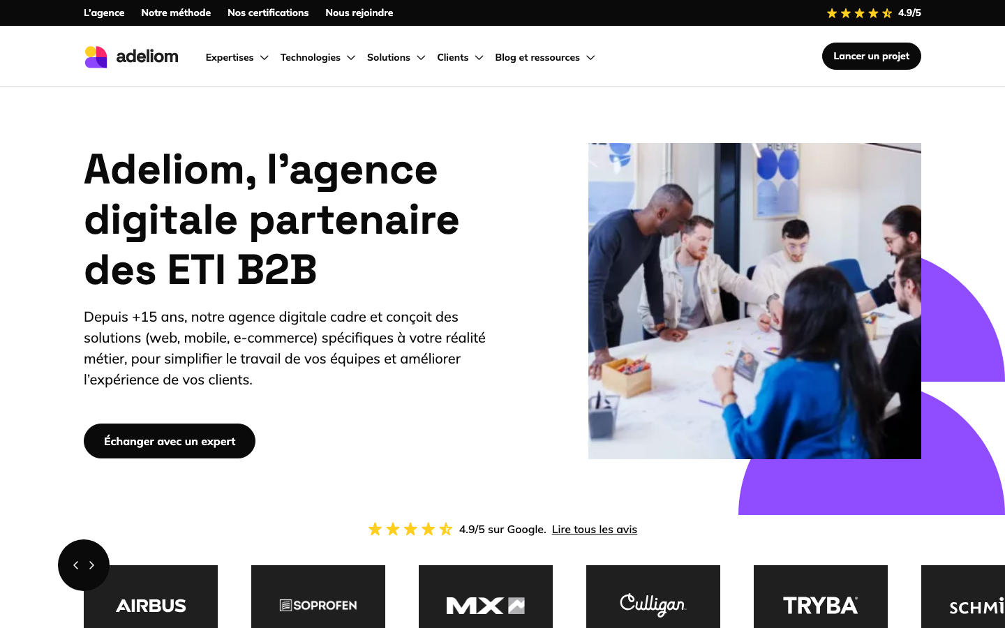 Screenshot of Adeliom website
