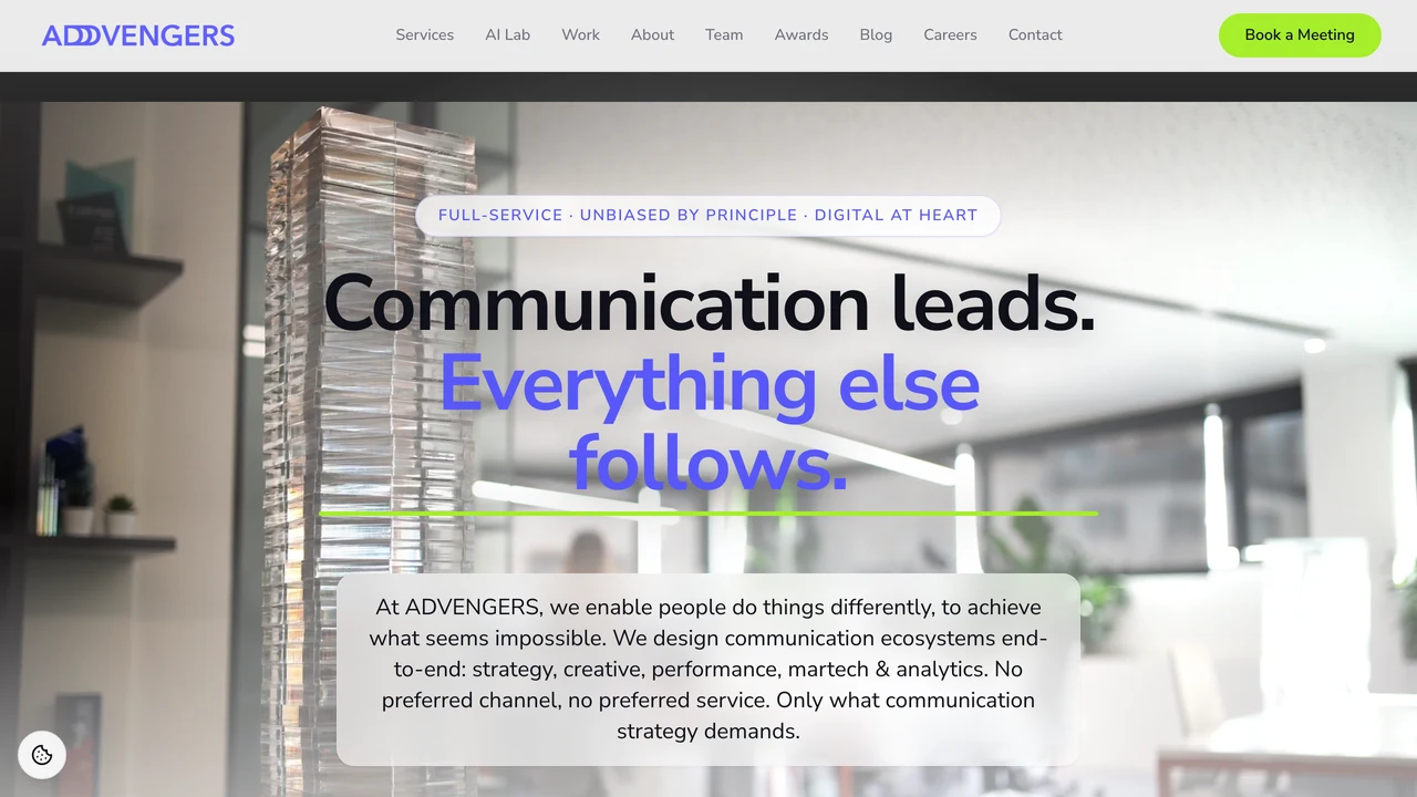Screenshot of ADVENGERS website