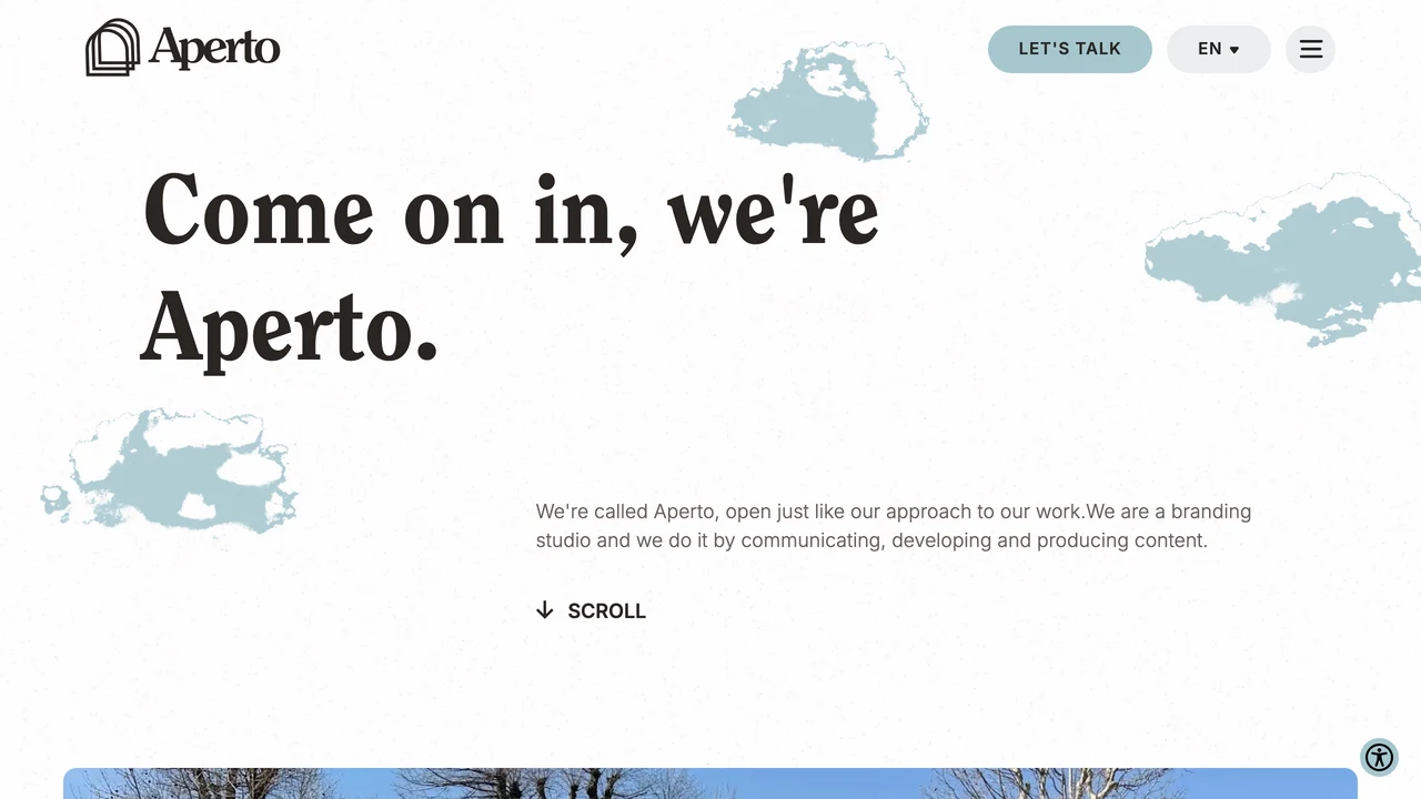 Screenshot del sito web di Aperto Studio