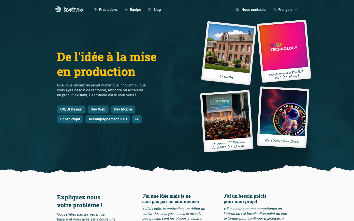 Screenshot of BearStudio website