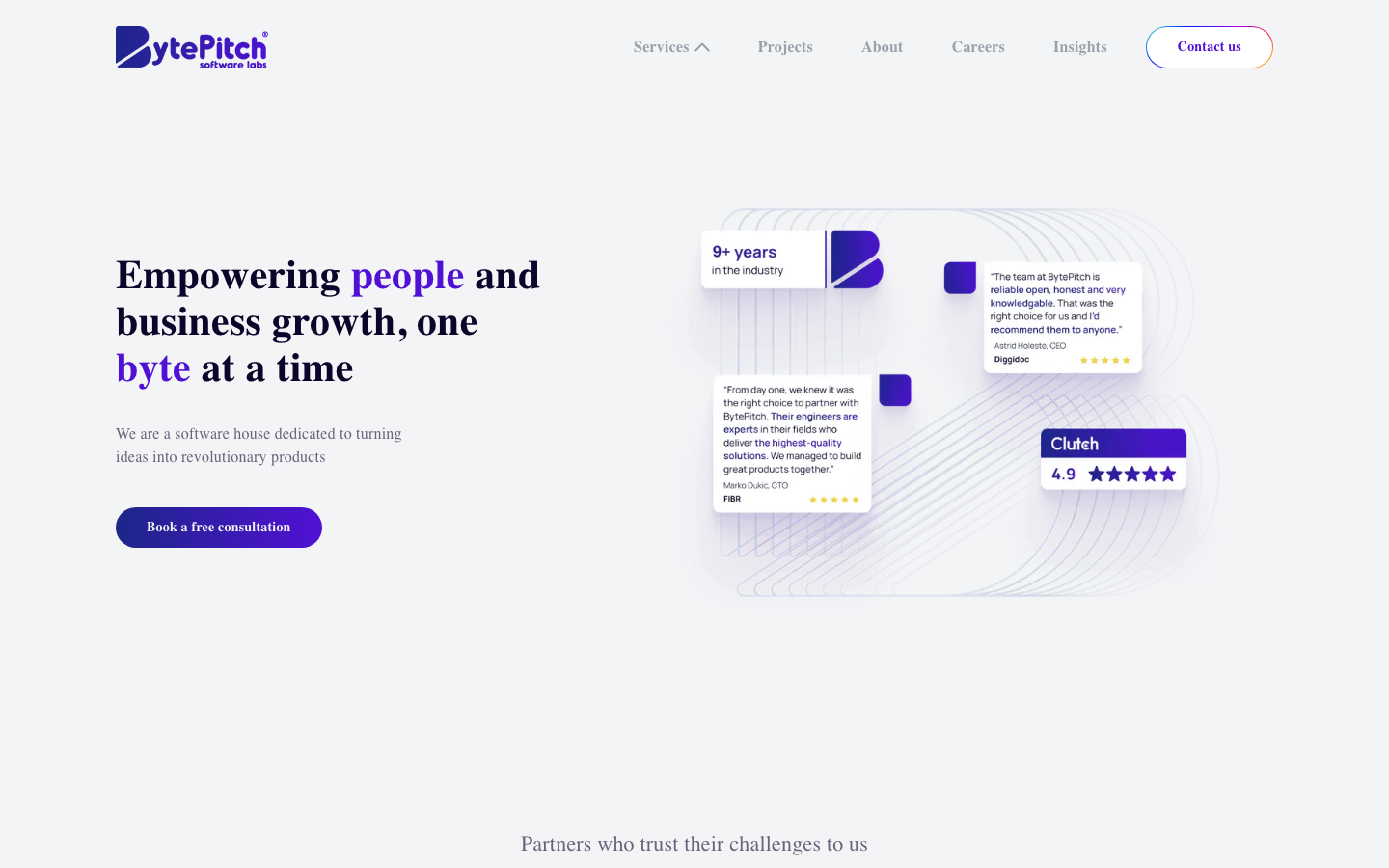 Screenshot of BytePitch website