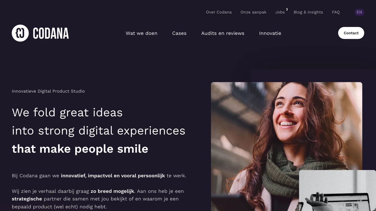 Screenshot of Codana website