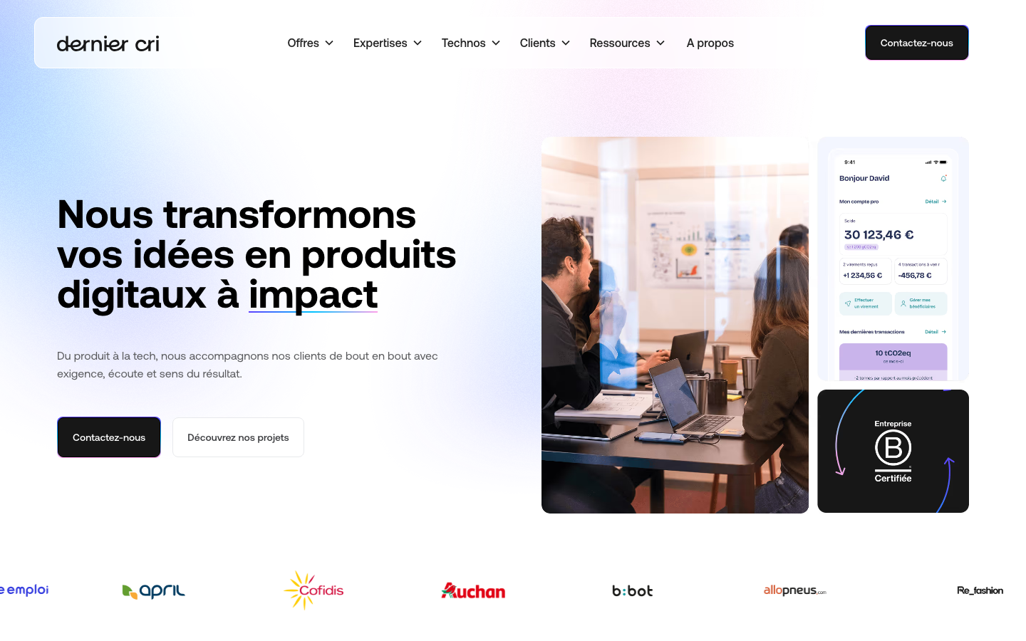 Screenshot of Dernier Cri website