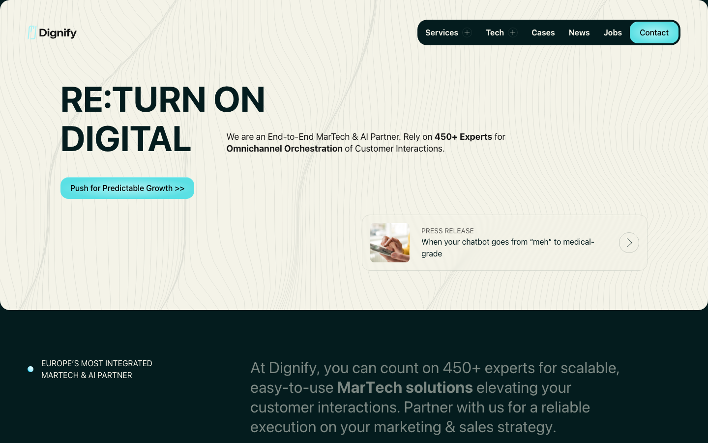 Screenshot of Dignify website