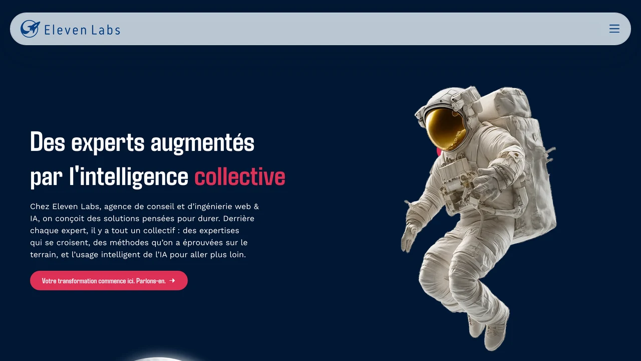 Capture du site web de Eleven Labs