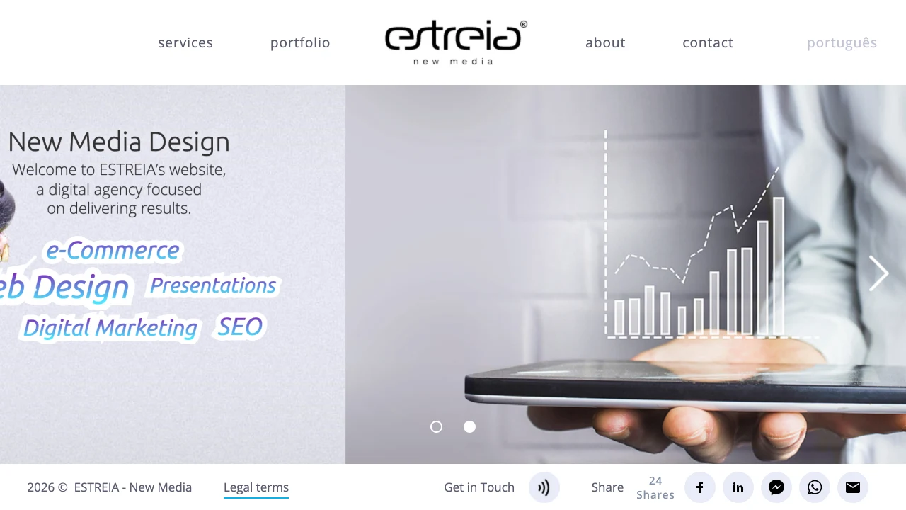 Screenshot of ESTREIA website