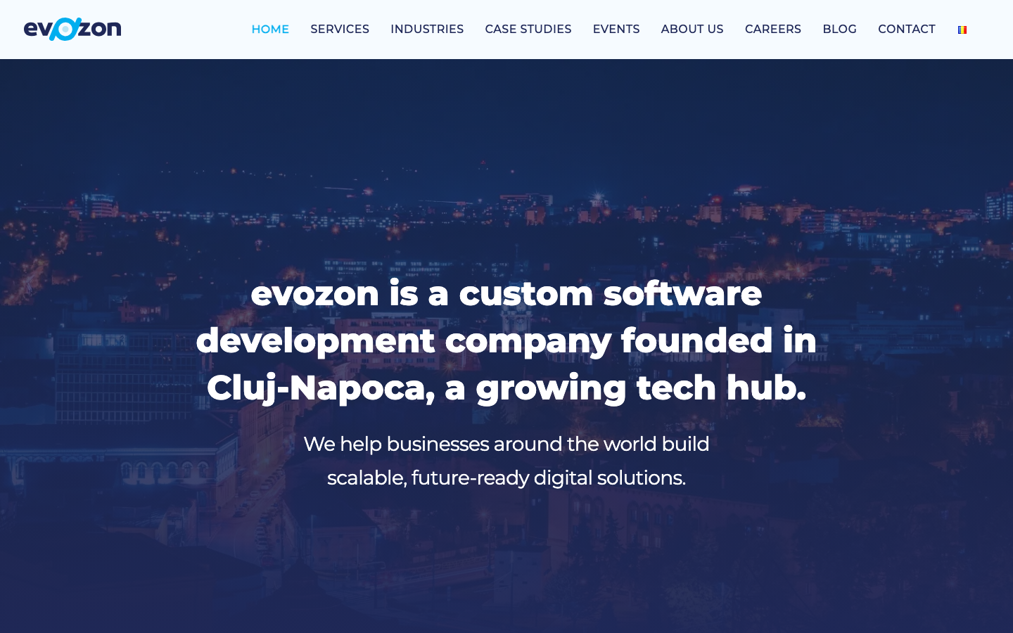 Screenshot of Evozon website