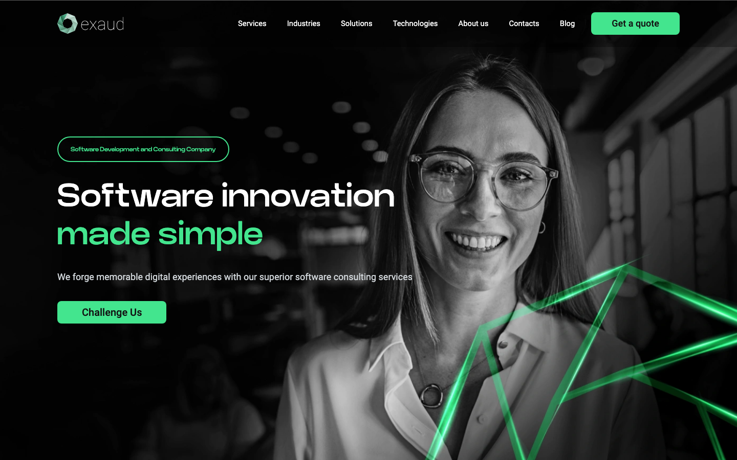 Screenshot of Exaud website