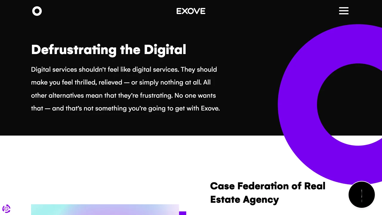 Screenshot of Exove website