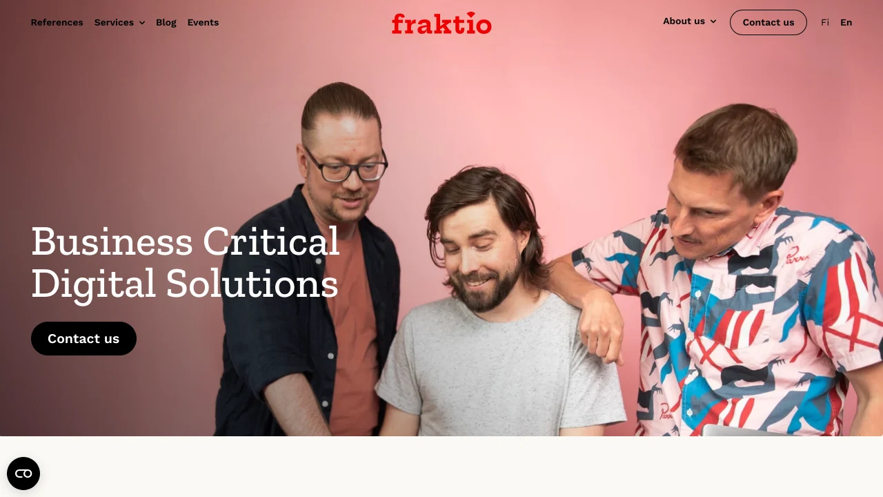 Screenshot of Fraktio website