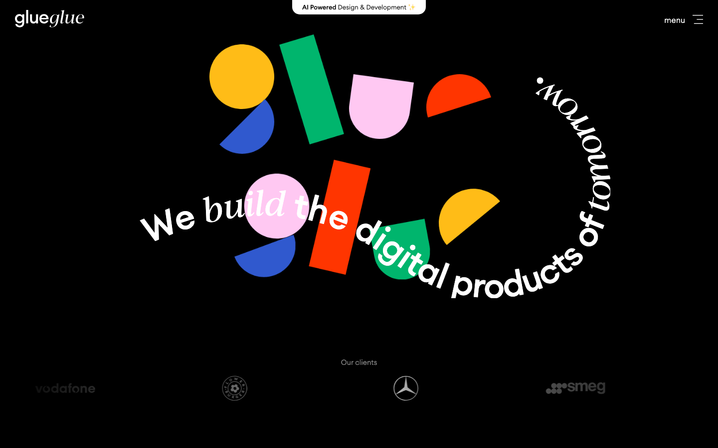 Screenshot of glueglue website