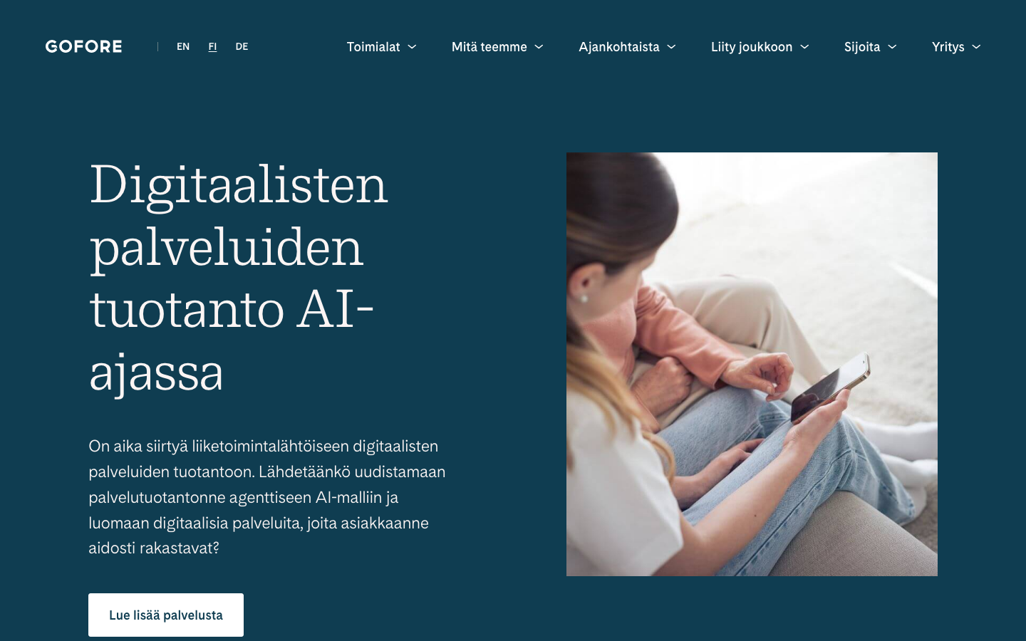 Screenshot of Gofore website