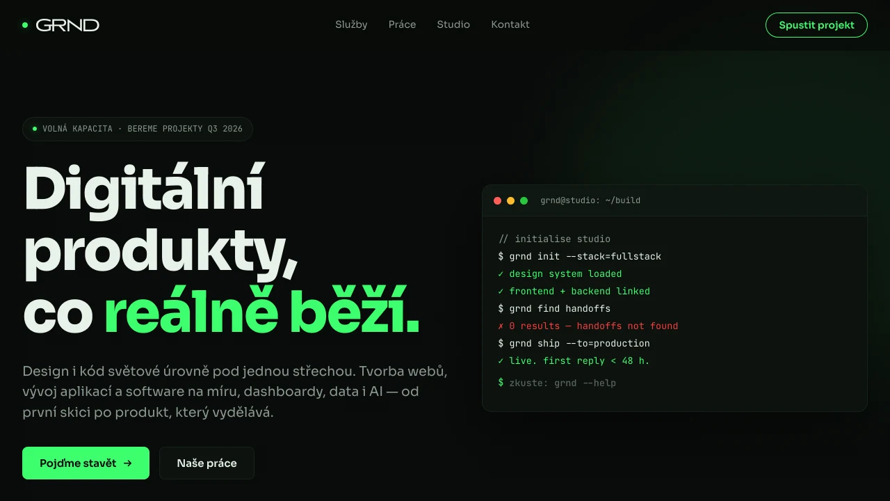 Screenshot der Website von GRND
