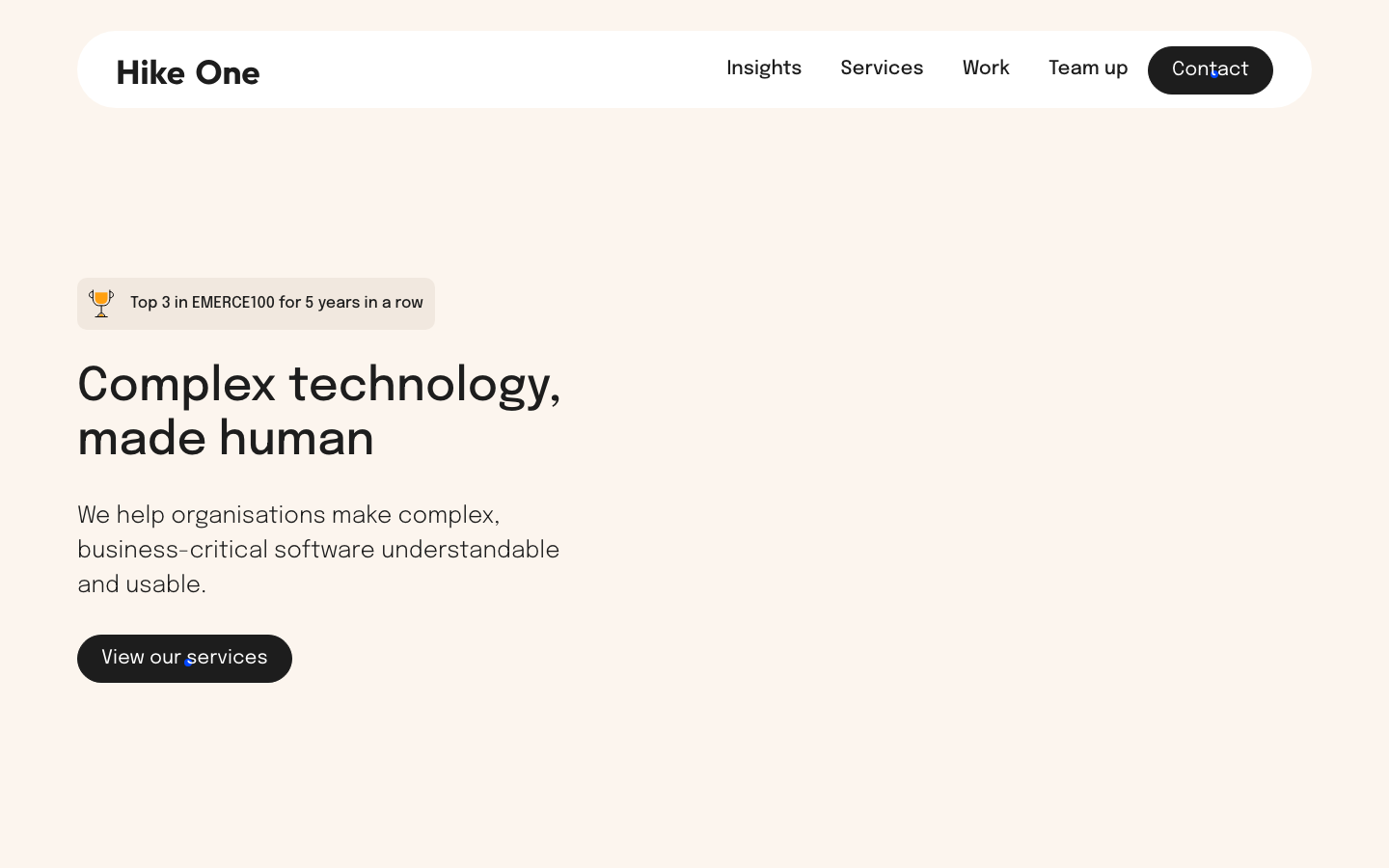 Screenshot of Hike One website