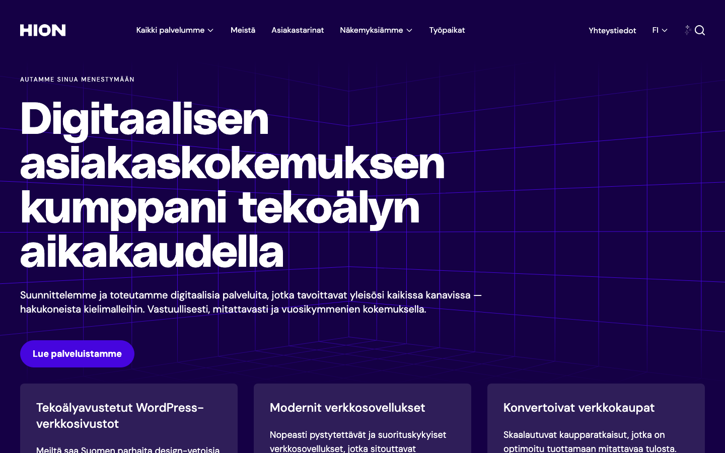 Screenshot of Hion website