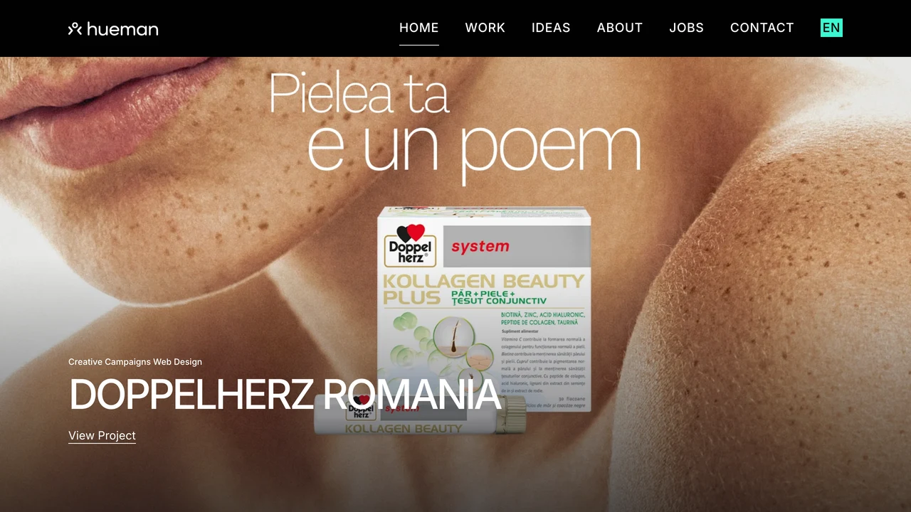 Screenshot of Hueman website