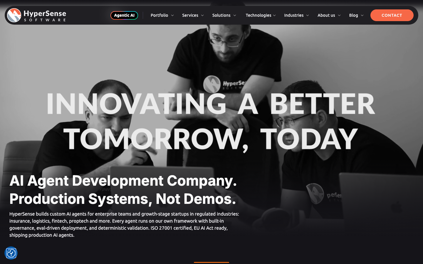 Screenshot of HyperSense Software website
