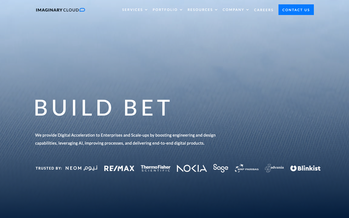 Screenshot of Imaginary Cloud website
