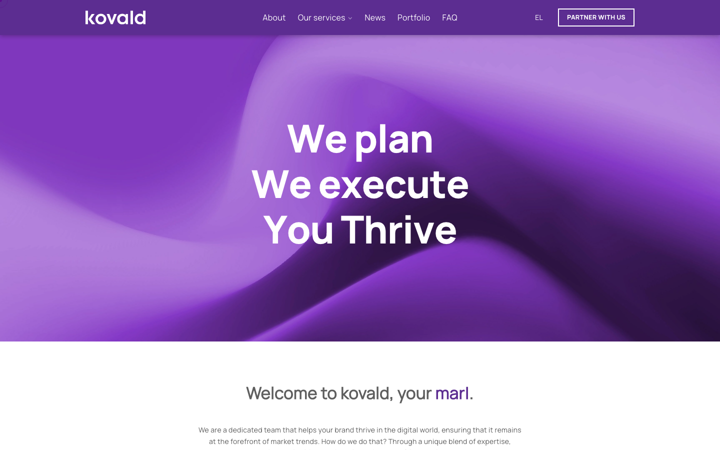 Screenshot of kovald website