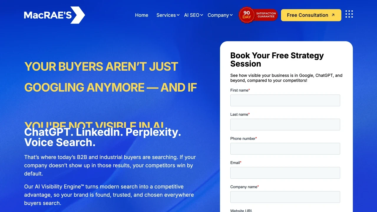 Screenshot of MacRAE'S website