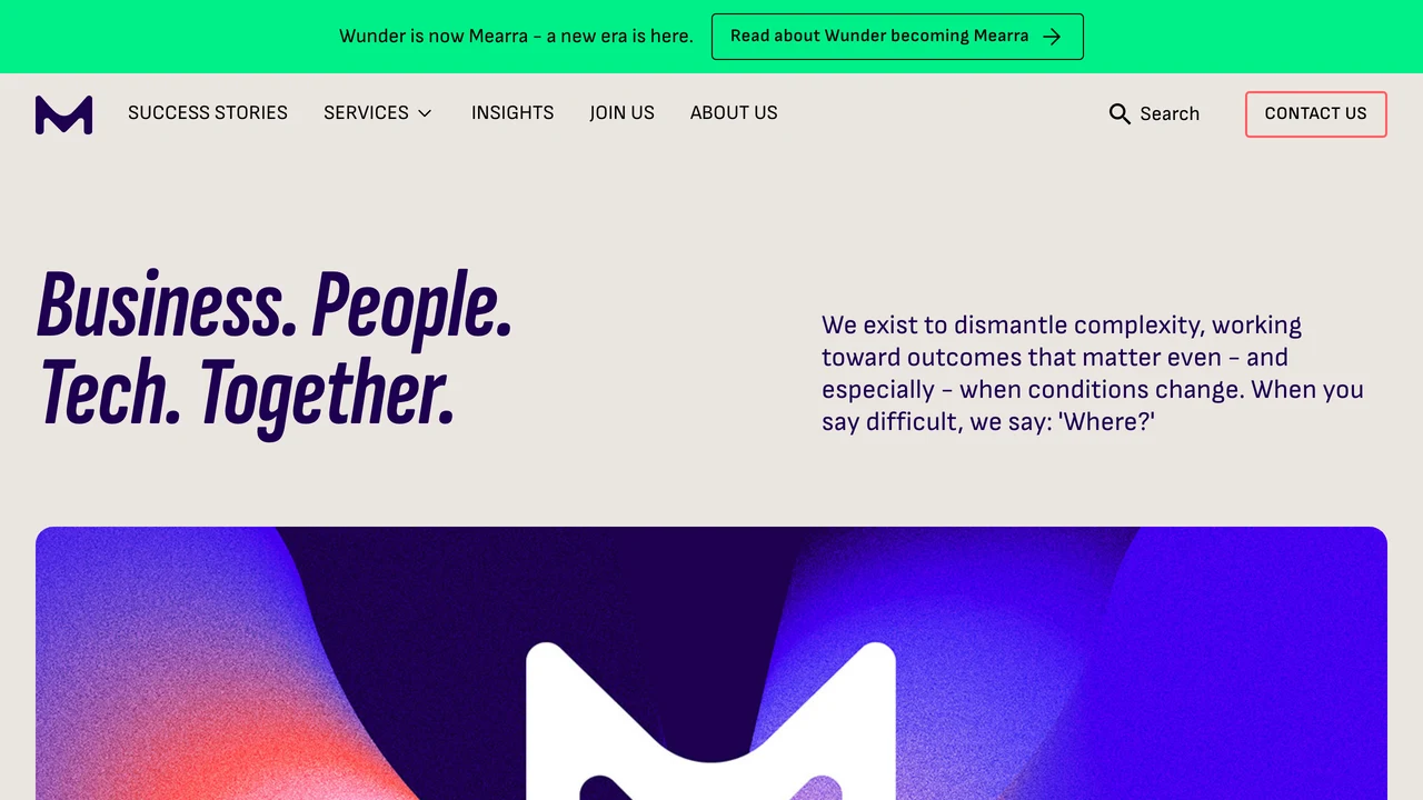 Screenshot of Mearra website