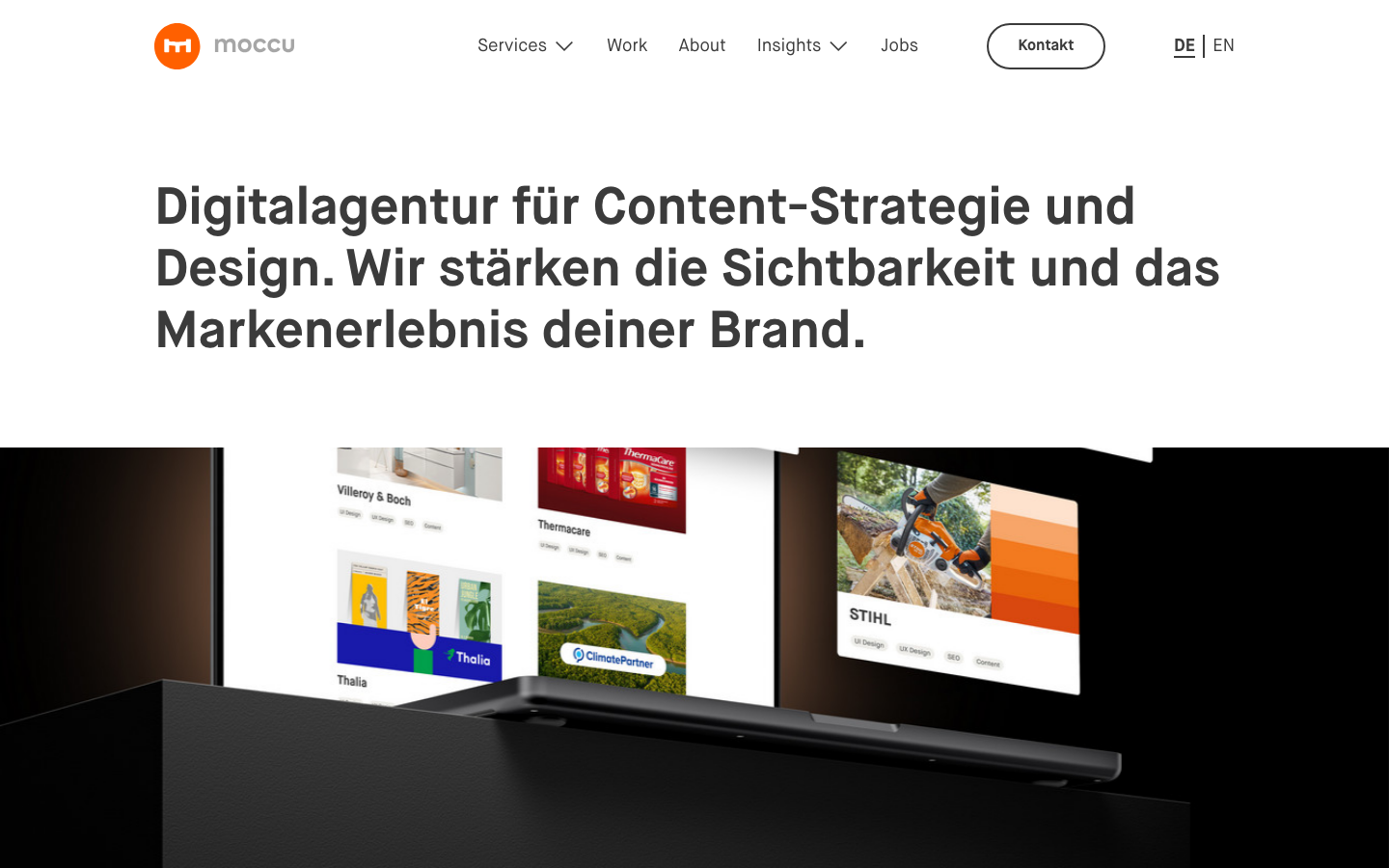Screenshot of Moccu website