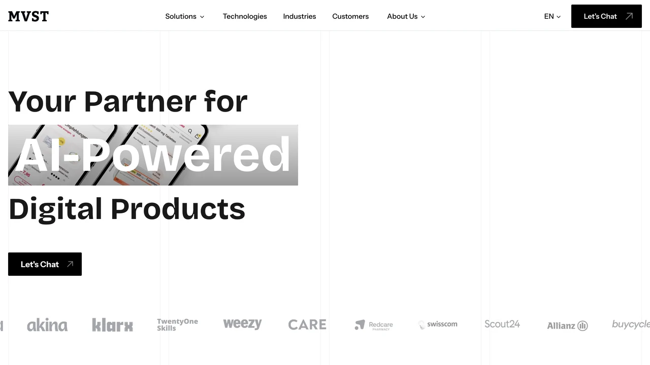Screenshot der Website von MVST