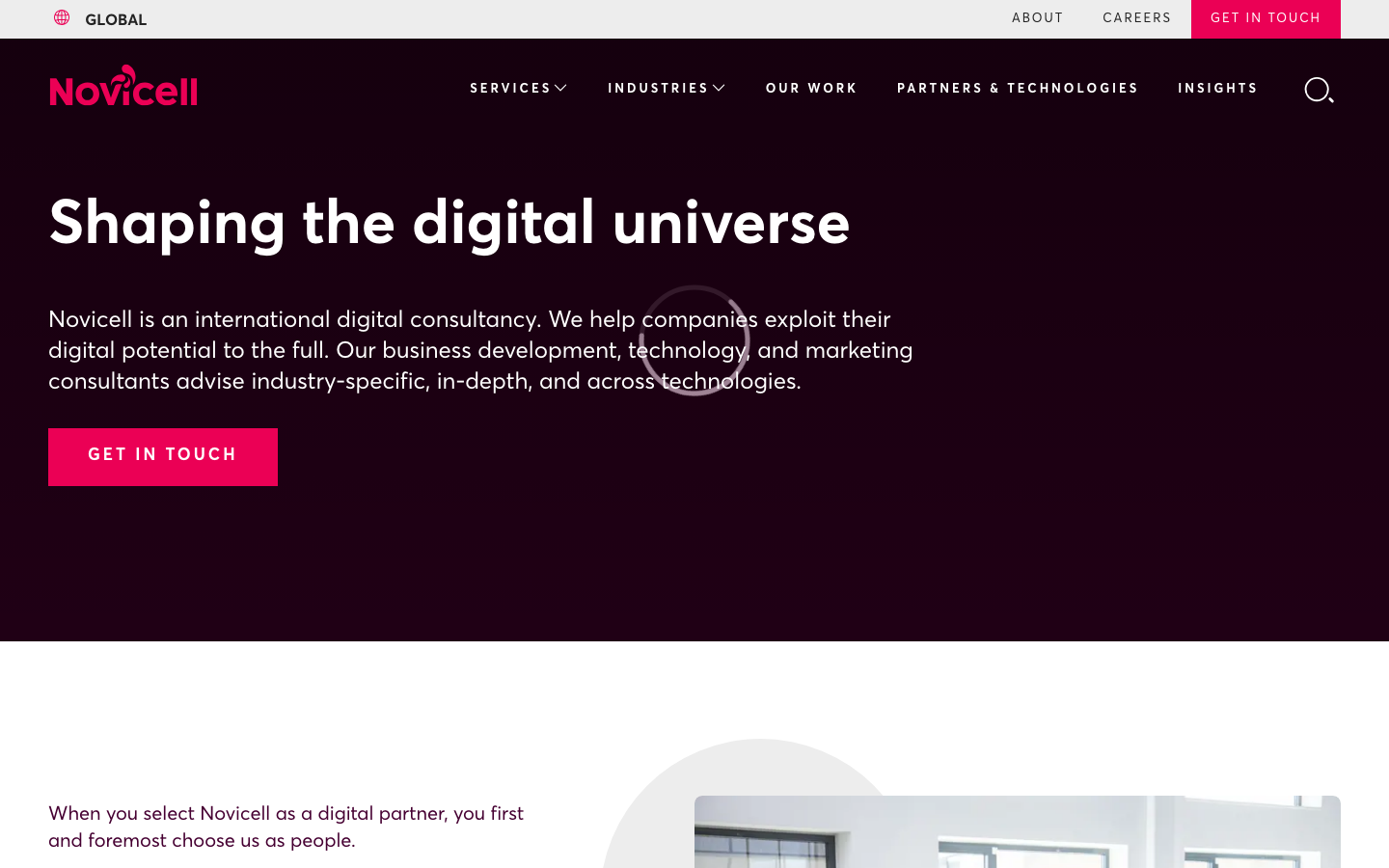 Screenshot of Novicell website