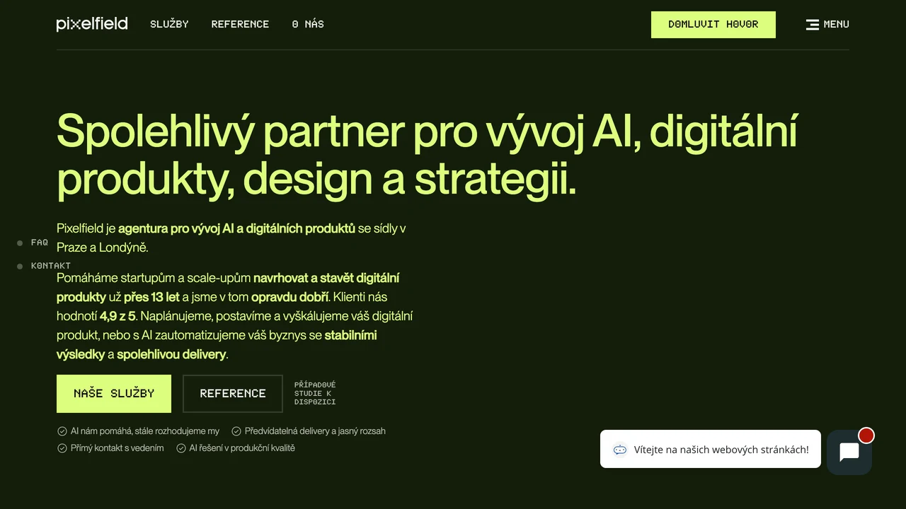 Screenshot of Pixelfield website