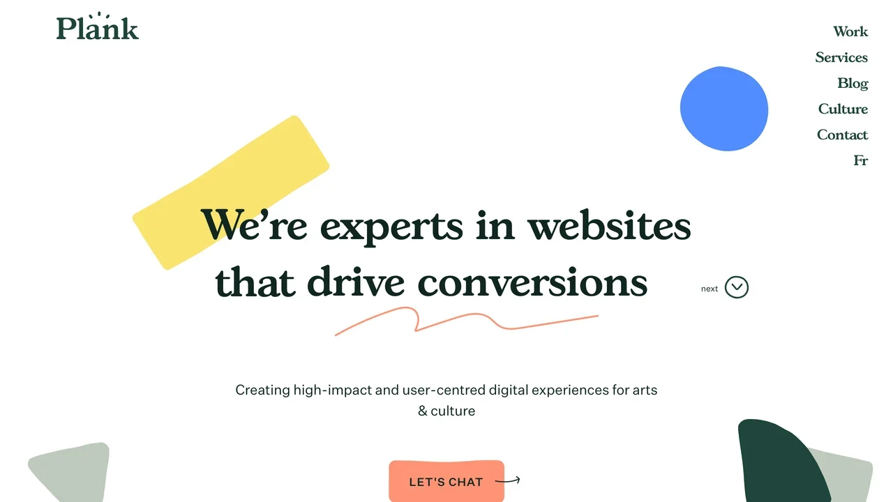 Screenshot of Plank website