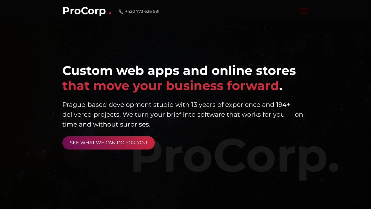 Screenshot of ProCorp Solutions website