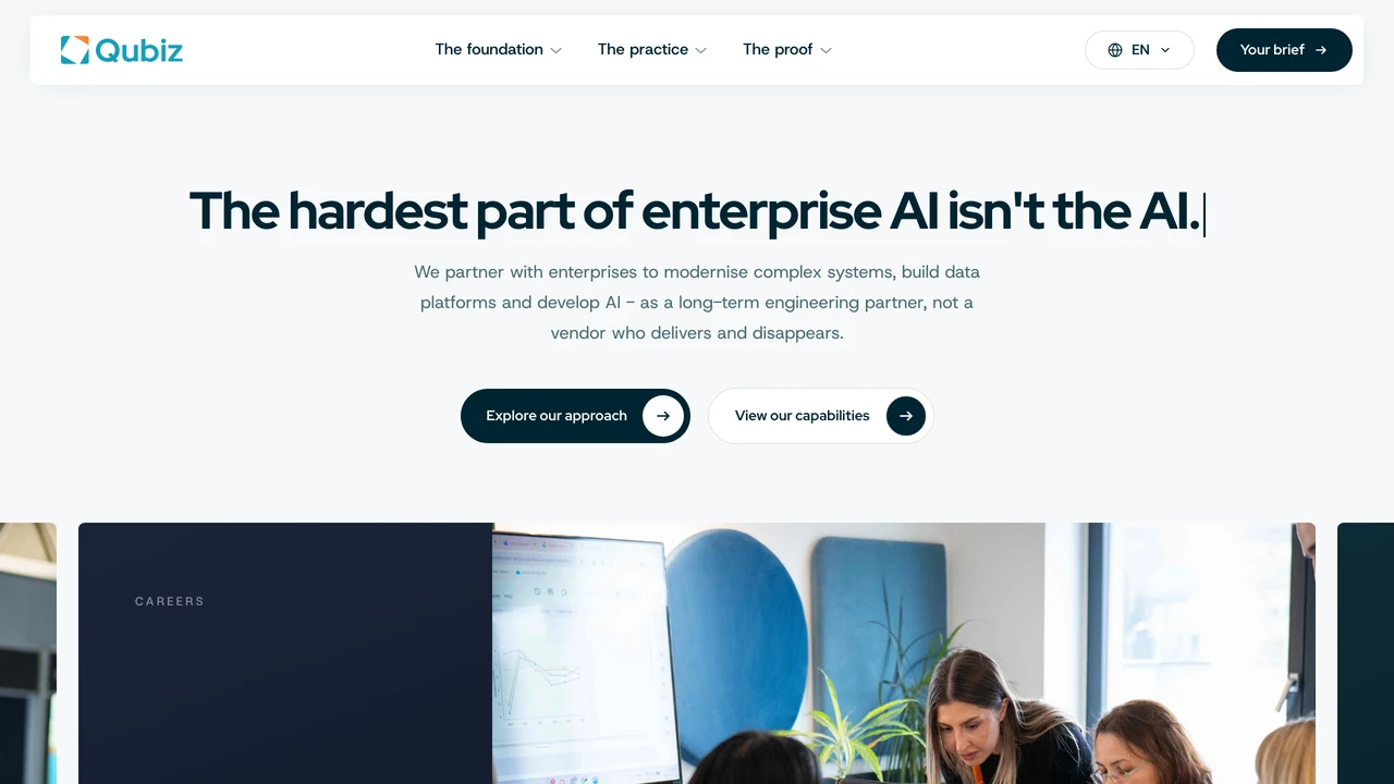 Screenshot of Qubiz website