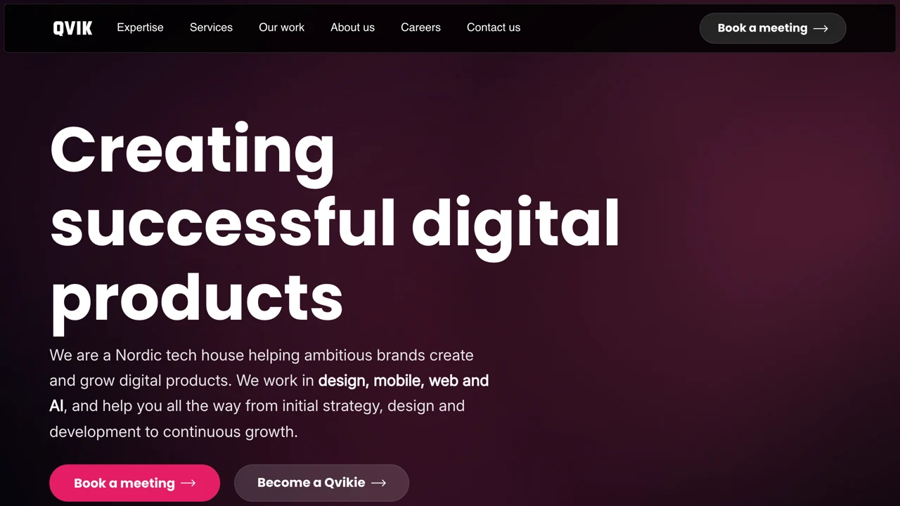 Screenshot of Qvik website