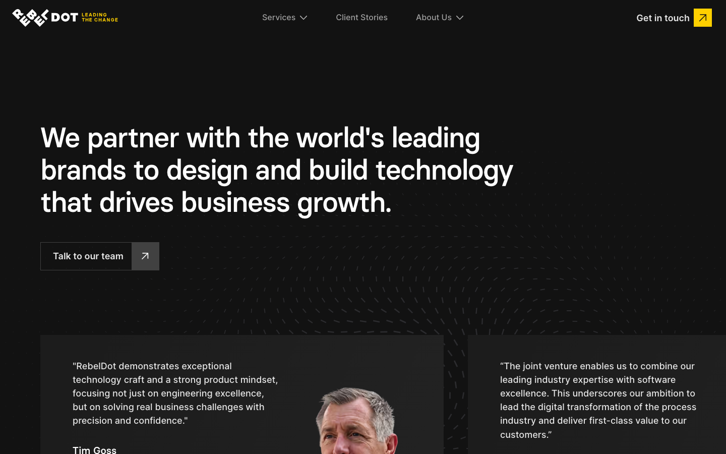 Screenshot of RebelDot website