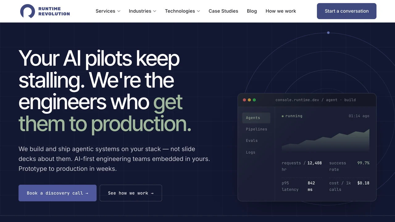 Screenshot of Runtime Revolution website