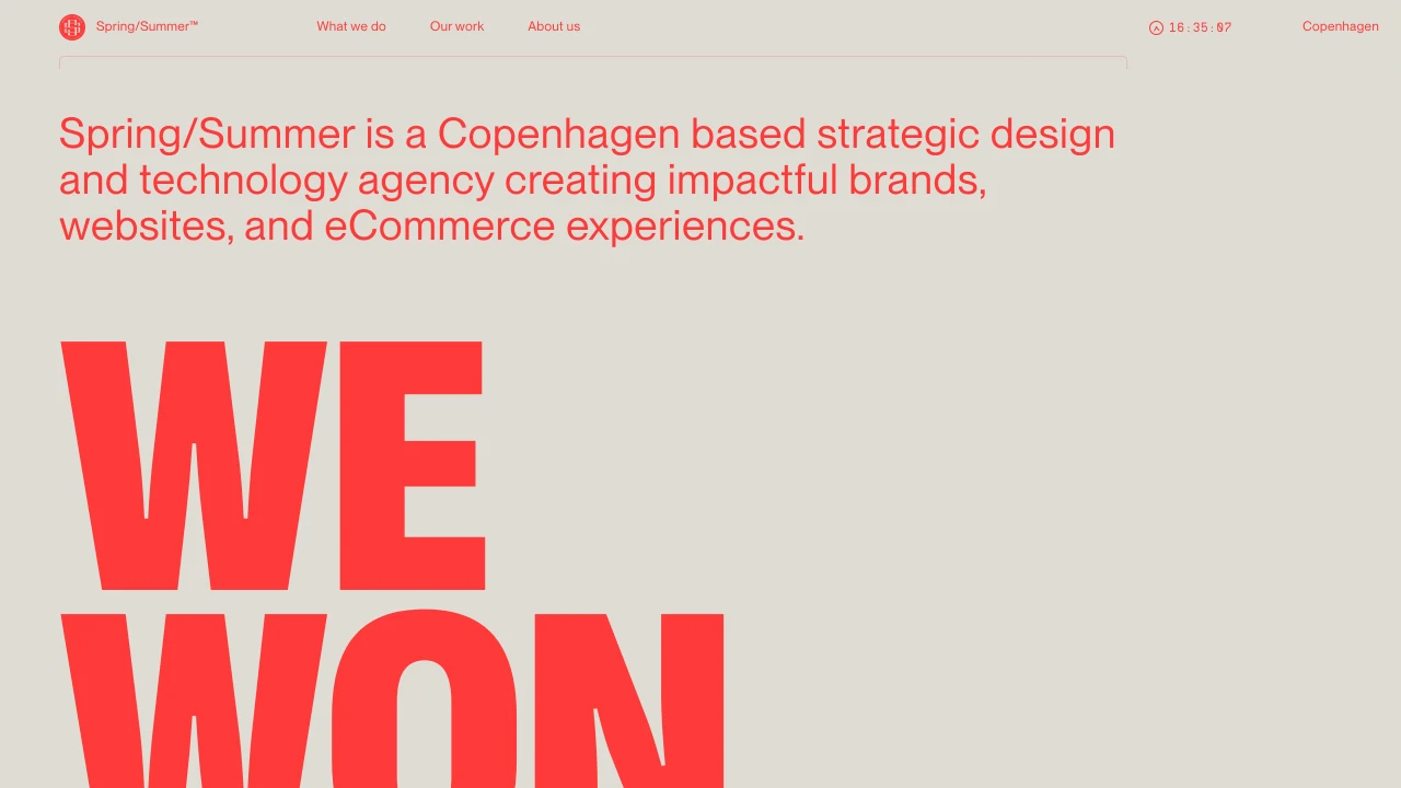 Screenshot of Spring/Summer website