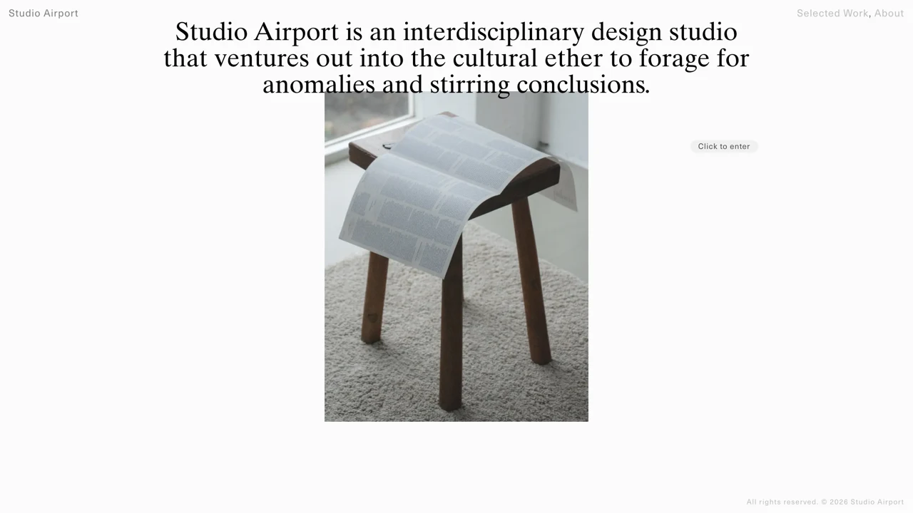 Screenshot van de website van Studio Airport