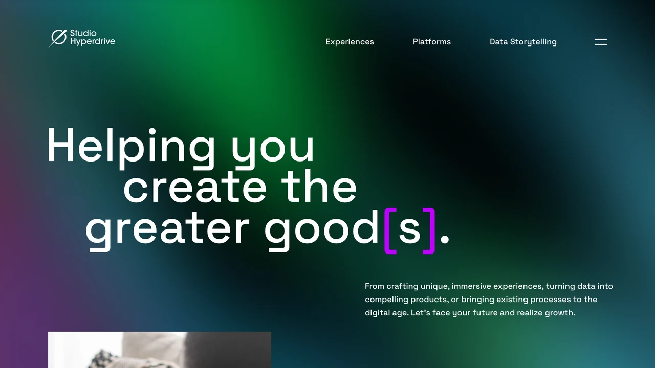 Screenshot of Studio Hyperdrive website