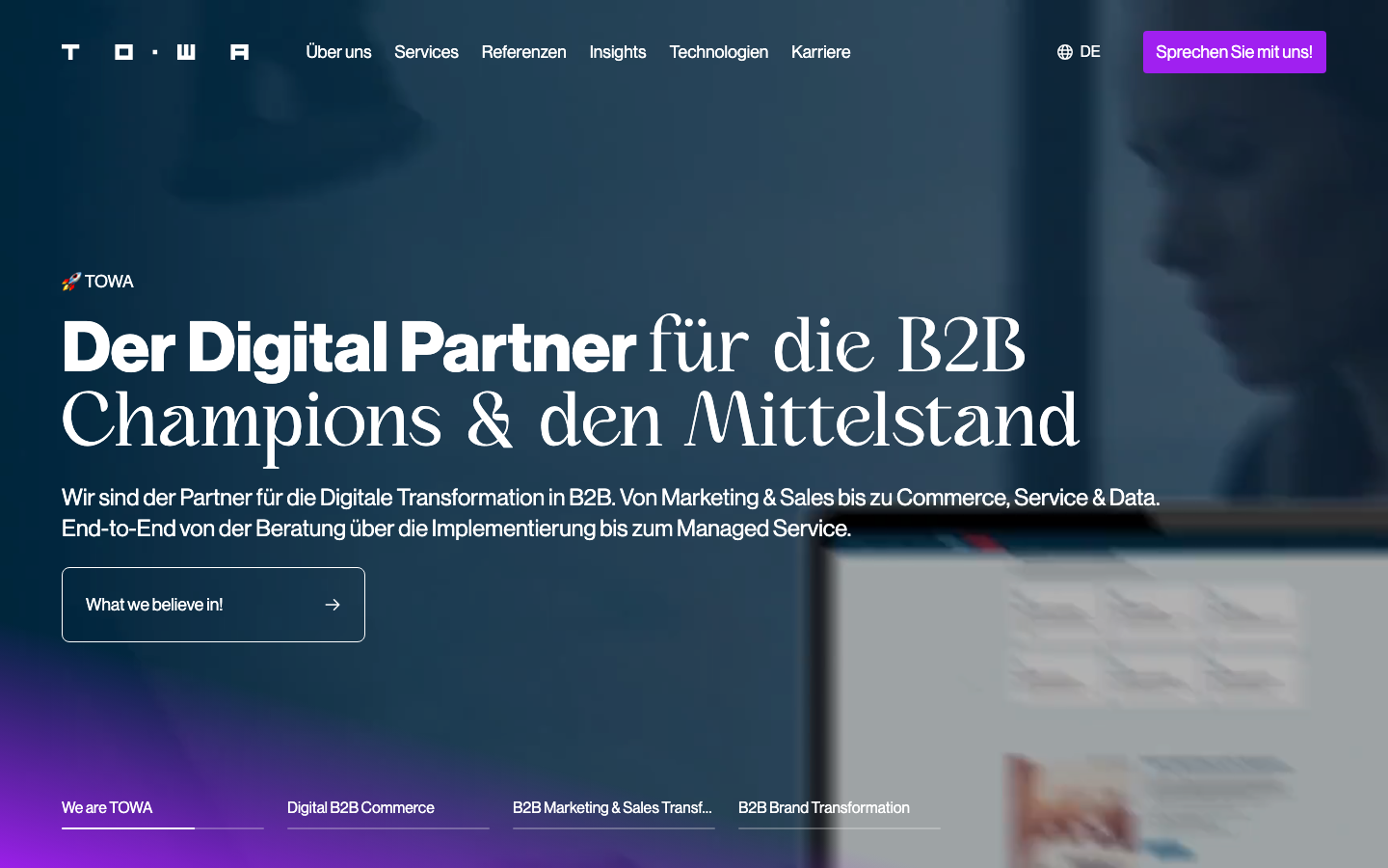 Screenshot of TOWA Digital website