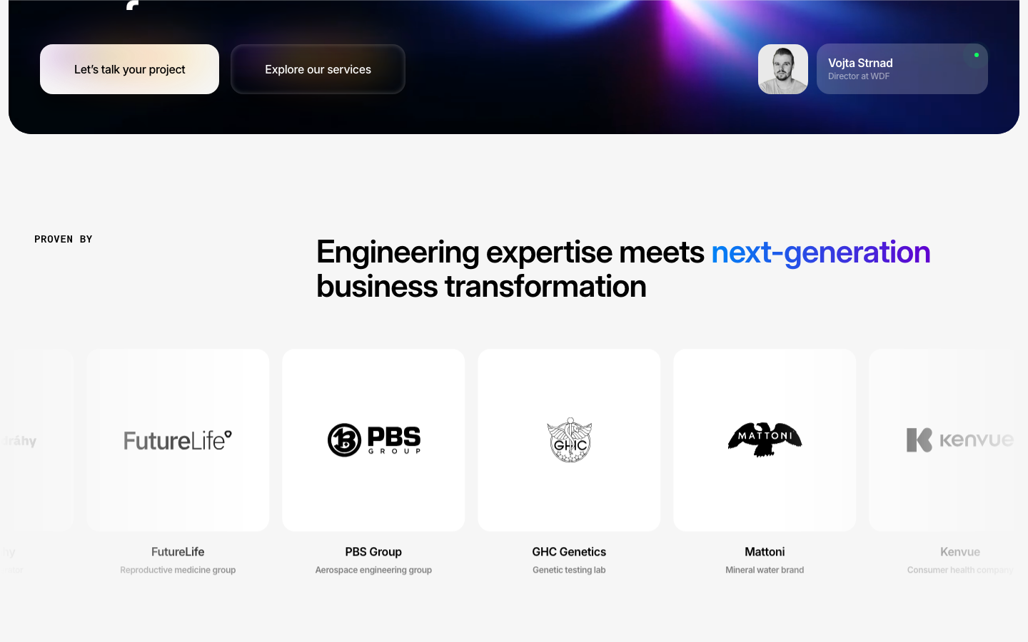 Screenshot of WDF Agency website