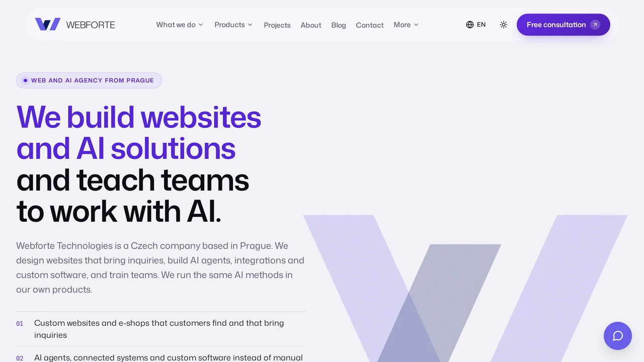 Screenshot of Webforte Technologies website