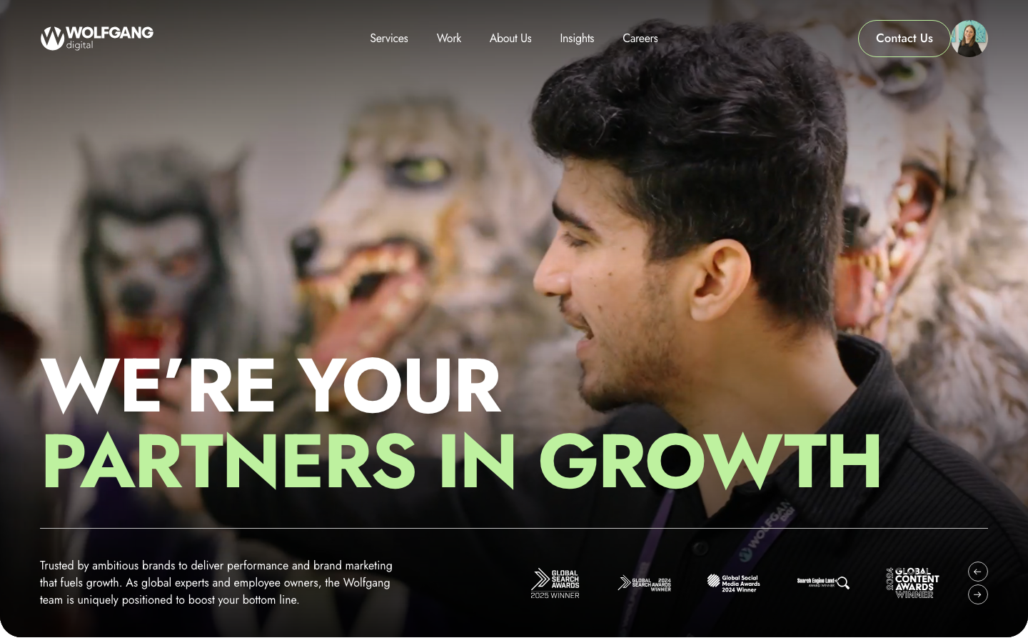 Screenshot of Wolfgang Digital website