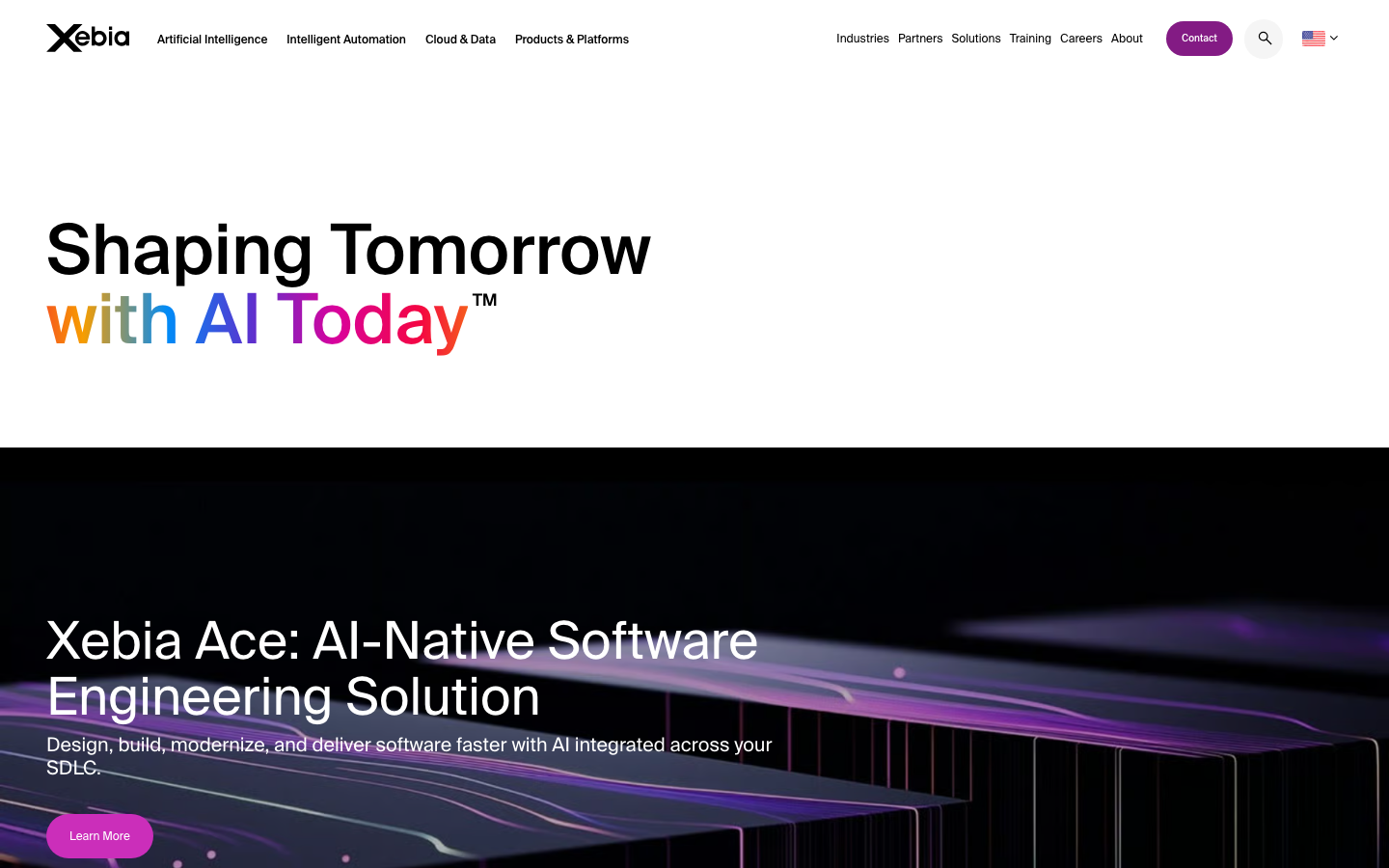 Screenshot of Xebia website