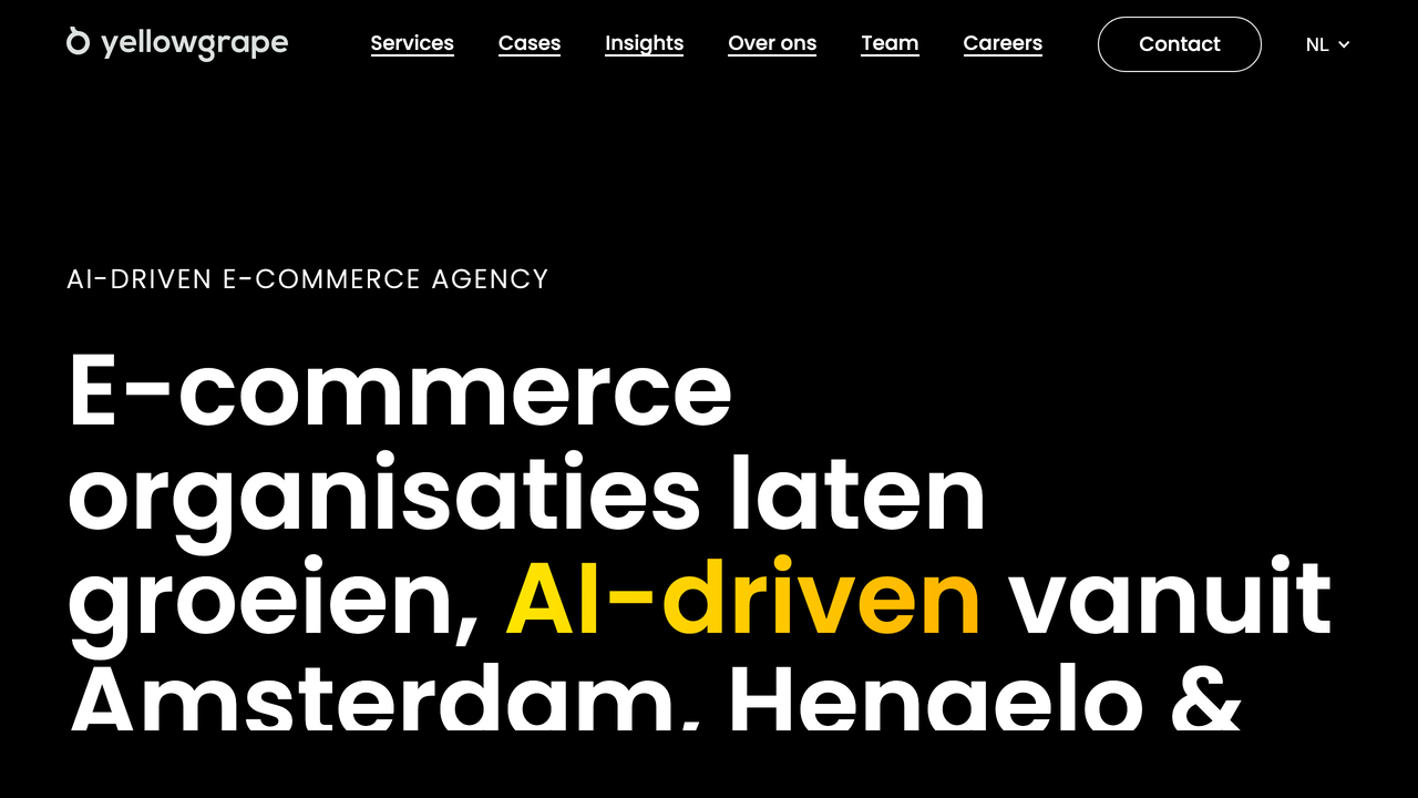 Screenshot van de website van Yellowgrape